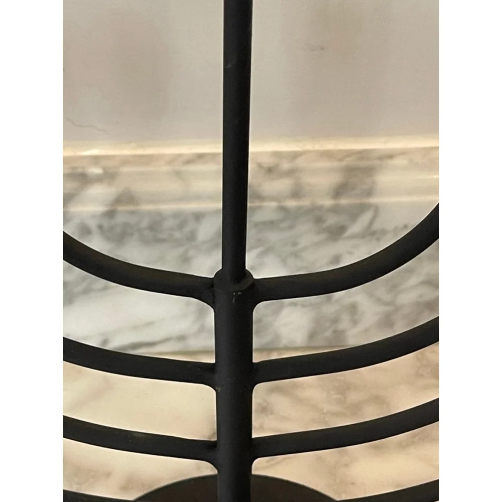 Modern Black Metal Menorah 9 Branch Matte Finish Judaica 13” Heavy